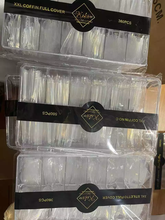 Load image into Gallery viewer, 500pcs xXL No C Curve Nail Tips Acrylic Clear Half Cover Coffin Nail Tips Straight Clear Nail Tips Half Cover Long Fake Nails Tips for Nail Salons Home DIY Nail Art