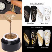 Load image into Gallery viewer, BORN PRETTY 5g Reflective Glitter Spider Nail Gel Nail Art Sparkling Effect Gold