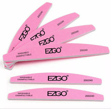 Cargar imagen en el visor de la galería, 10pc EZGO Nail Files 200/240 Grit Sanding Buffer Polisher Manicure Pedicure