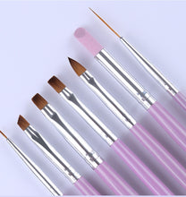 Cargar imagen en el visor de la galería, 7 Pcs Nail Brush Set Pink Handle Liner UV Gel Gradient Acrylic Painting Cuticle Remove Nail Art Kit