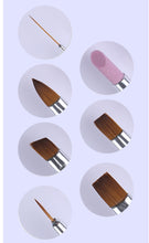 Cargar imagen en el visor de la galería, 7 Pcs Nail Brush Set Pink Handle Liner UV Gel Gradient Acrylic Painting Cuticle Remove Nail Art Kit