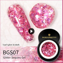 Load image into Gallery viewer, BORN PRETTY 1 Box 5g Luminous Glitter Sequins Nail Gel Glow In The Dark Effect Manicuring UV Gel Polish