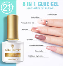 Load image into Gallery viewer, BORN PRETTY 7ml 8-in-1 Nail Glue Transparent Soak Off UV LED Nail Art Gel Varnish Function Gel