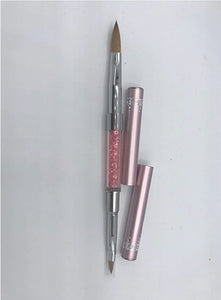 Mia Secret - Nail Brush KOLINSKY Duo #10 & #2 Luxury Collection Embellished with Crystals ( Metallic pink)
