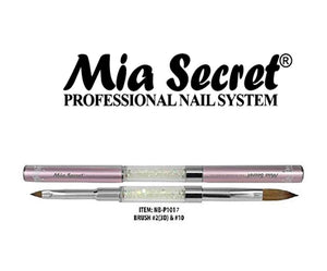 Mia Secret - Nail Brush KOLINSKY Duo #4 & #8 Luxury Collection Embellished with Crystals ( Metallic silver)