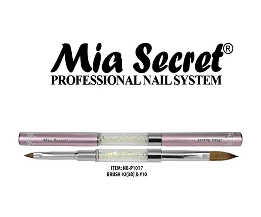 Mia Secret - Nail Brush KOLINSKY Duo #10 & #2 Luxury Collection Embellished with Crystals ( Metallic pink)