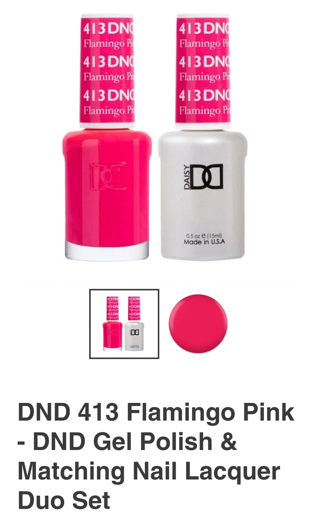 DND 413 Flamingo Pink - DND Gel Polish & Matching Nail Lacquer Duo Set