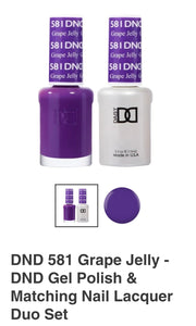 DND 581 Grape Jelly - DND Gel Polish & Matching Nail Lacquer Duo Set