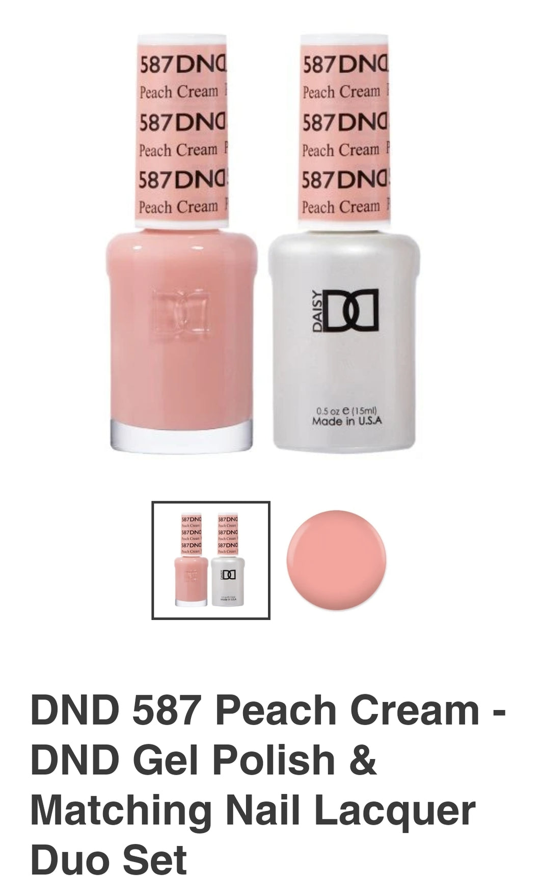 DND 587 Peach Cream - DND Gel Polish & Matching Nail Lacquer Duo Set