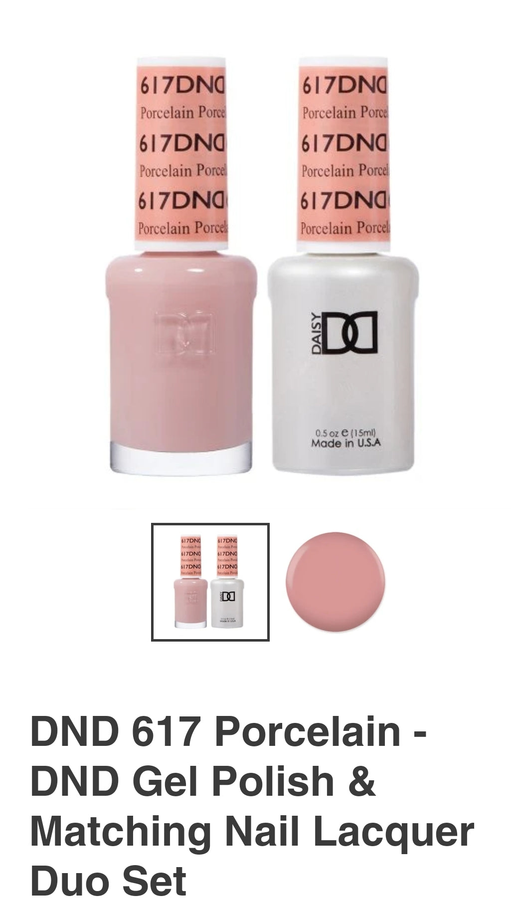 DND 617 Porcelain - DND Gel Polish & Matching Nail Lacquer Duo Set