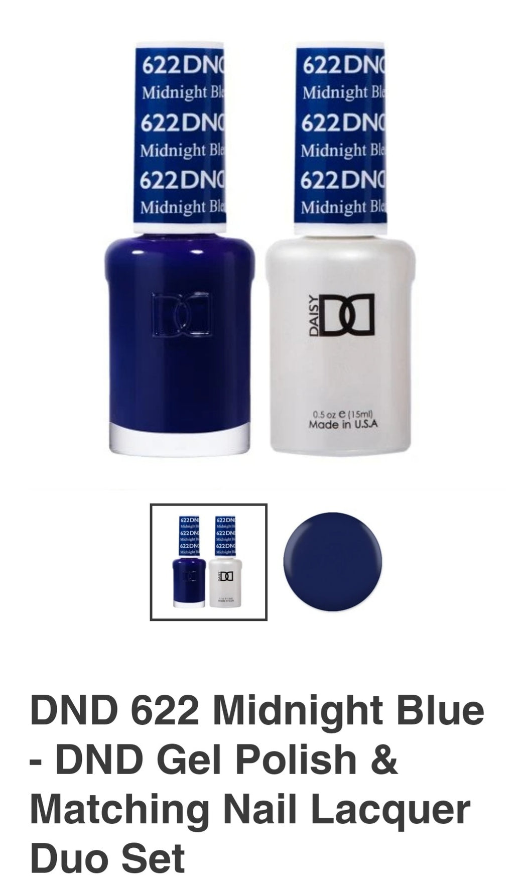 DND 622 Midnight Blue - DND Gel Polish & Matching Nail Lacquer Duo Set