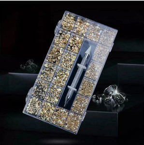 1 Box 3D Mix Crystal Glass Diamante Claw Set Nail Rhinestone Arts Bling Gem I9B6