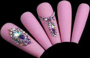 1 Box 3D Mix Crystal Glass Diamante Claw Set Nail Rhinestone Tornasol