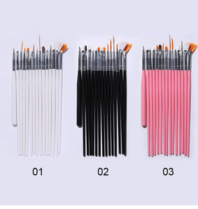 15Pcs/set Acrylic UV Gel Nail Brush Set Pink White Dotting Painting Pen Nail Art Design Tools