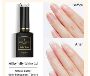 BORN PRETTY Pro 15ml Milky Jelly Gel Nail Polish White Semi-transparent Nail Art Soak Off Gel Polish