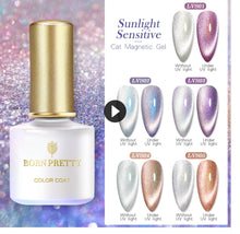 Cargar imagen en el visor de la galería, BORN PRETTY 1 Bottle Sunlight Sensitive Cat Magnetic Gel Auroras Shining Soak Off UV Gel Polish 01
