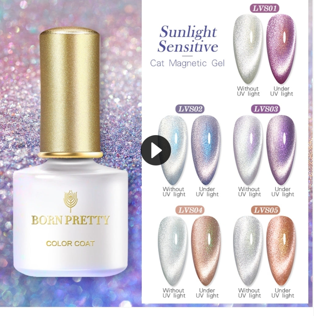 BORN PRETTY 1 Bottle Sunlight Sensitive Cat Magnetic Gel Auroras Shining Soak Off UV Gel Polish 02