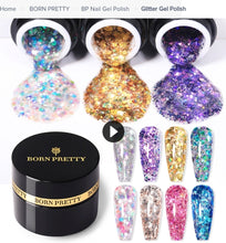 Cargar imagen en el visor de la galería, BORN PRETTY 1 Box 5g Luminous Glitter Sequins Nail Gel Glow In The Dark Effect Manicuring UV Gel Polish
