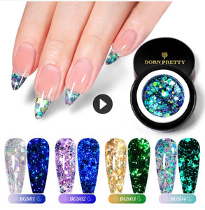 BORN PRETTY 1 Box 5g Luminous Glitter Sequins Nail Gel Glow In The Dark Effect Manicuring UV Gel Polish 04