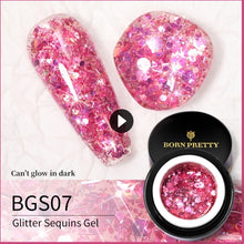 Load image into Gallery viewer, BORN PRETTY 1 Box 5g Luminous Glitter Sequins Nail Gel Glow In The Dark Effect Manicuring UV Gel Polish
