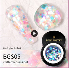 Cargar imagen en el visor de la galería, BORN PRETTY 1 Box 5g Luminous Glitter Sequins Nail Gel Glow In The Dark Effect Manicuring UV Gel Polish 05
