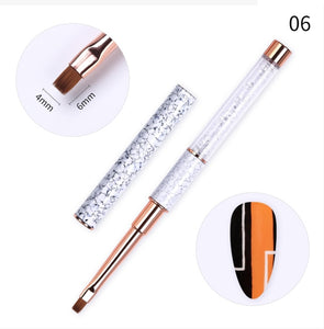 Brush Oval Flat Mixed Shaped Nail Painting Pen Lines Drawing Brush Manicures Tools