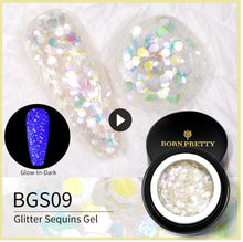 Cargar imagen en el visor de la galería, BORN PRETTY 1 Box 5g Luminous Glitter Sequins Nail Gel Glow In The Dark Effect Manicuring UV Gel Polish
