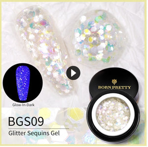 BORN PRETTY 1 Box 5g Luminous Glitter Sequins Nail Gel Glow In The Dark Effect Manicuring UV Gel Polish