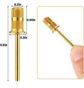 Replacement Nail Drill Heads Nail Drill Bits Sanding Band Shaft for Electric File Nail Sanders Manicure Pedicures (Gold)