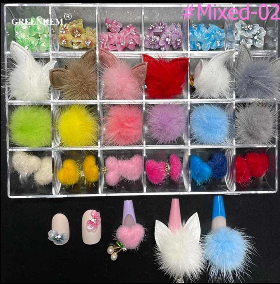 Nail Art Fluffy Pom Balls Decoration, Removable Magnet Pompoms Nail Art Ornament Soft Hairball DIY Nail Manicure Tips Design Accessories