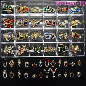 Nail Art Rhinestones  Metal Nail Studs Decoration Box Nail Charms Multi Sizes Nail Decoration Gem Diamonds Jewelry