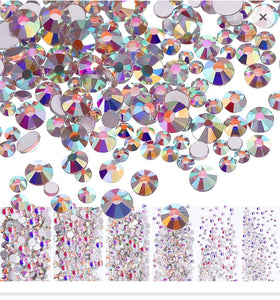 1728pcs SS4-SS12 Mix Sizes 3D Non HotFix FlatBack Crystal Glass Nail Rhinestone Glitter Strass Nail Art Rhinestone AB