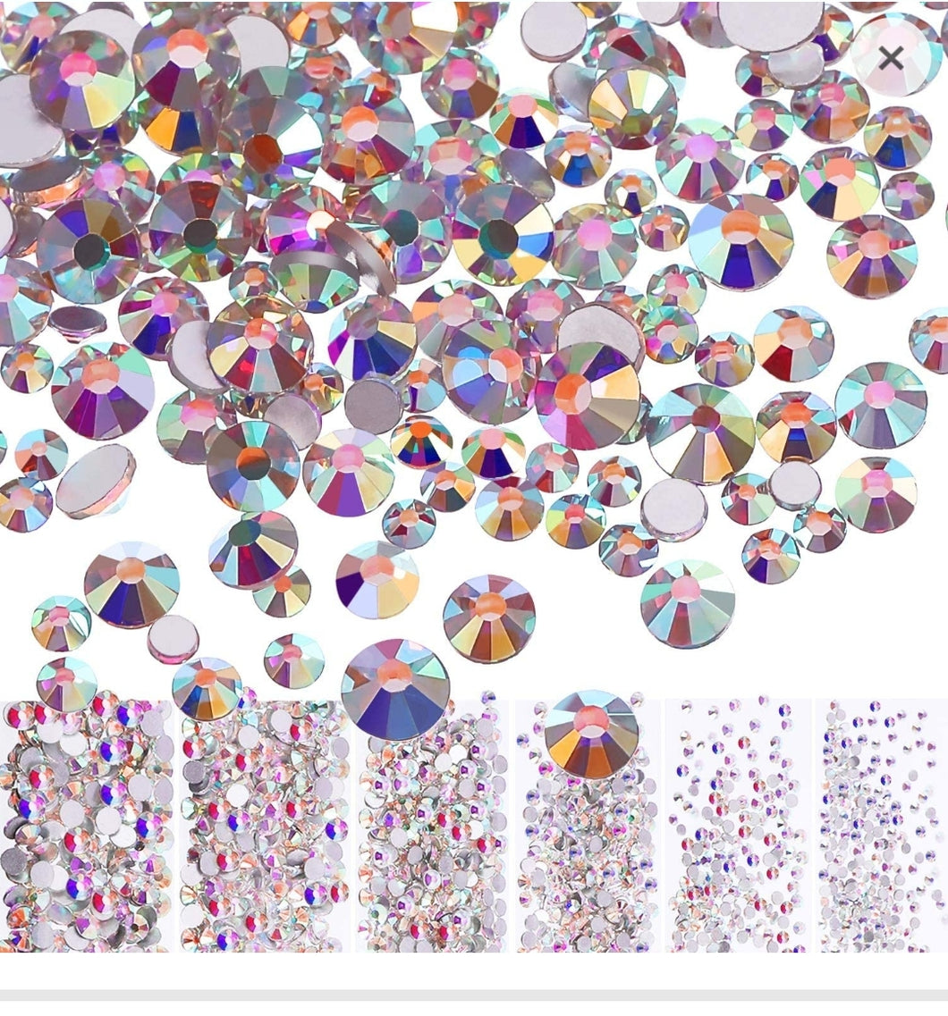 1728pcs SS4-SS12 Mix Sizes 3D Non HotFix FlatBack Crystal Glass Nail Rhinestone Glitter Strass Nail Art Rhinestone AB