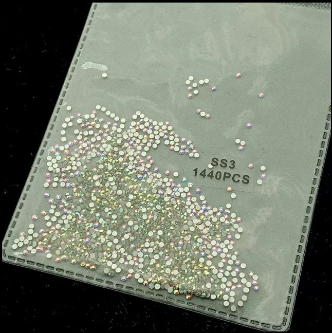 1440pcs Flatback Nail Crystals Rhinestones for Nails 3D Nail Art Decorations SS3 DIY Glass Gems Stones AB Tornasol