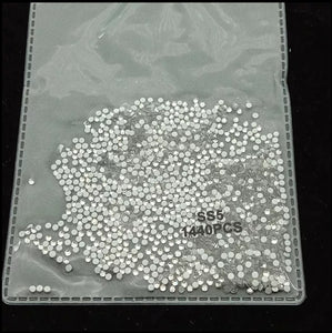 1440pcs Flatback Nail Crystals Rhinestones for Nails 3D Nail Art Decorations SS5 DIY Glass Gems Stones Clear silver