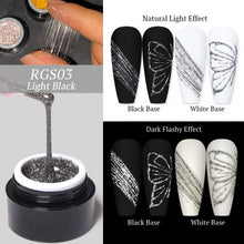 Cargar imagen en el visor de la galería, BORN PRETTY 5g Reflective Glitter Spider Nail Gel Nail Art Sparkling Effect Light Black
