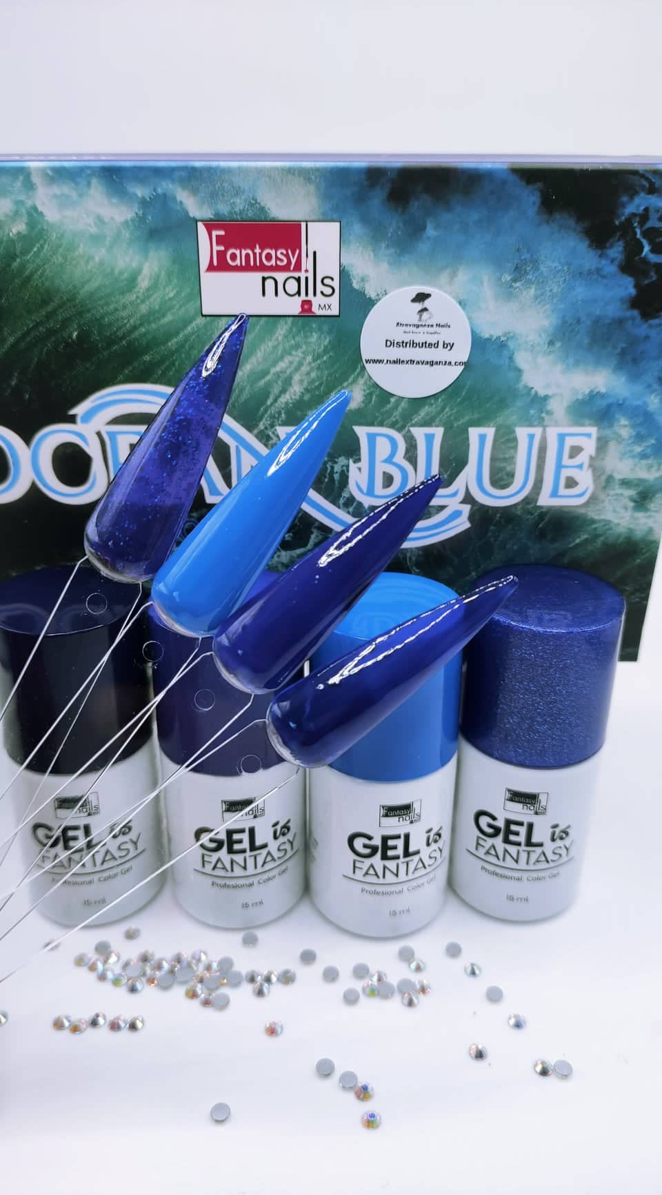 Fantasy Nails Gel Collection Ocea Blue 15ml 4 Individual Colors