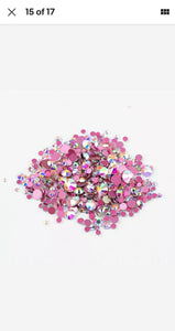 Pink- Crystal AB Rhinestones 3D Flat-back Glass Nail Art Decoration