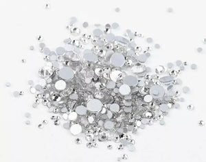 Silver- Crystal AB Rhinestones 3D Flat-back Glass Nail Art Decoration