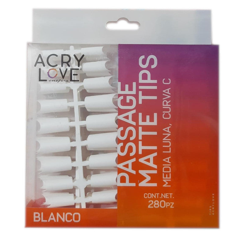 Acry Love Tips Matte Passage 280pz, Media Luna, Curva C
(White)